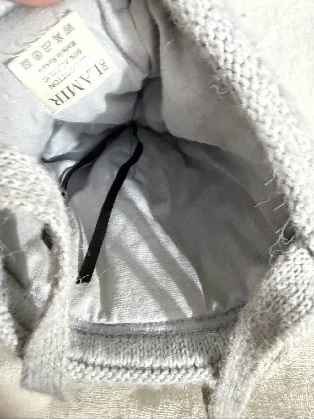 Blair Gray Knit Kids Pom Pom Hat with Faux Fur Accent